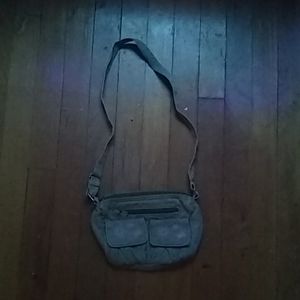 Army green shoulder bag.